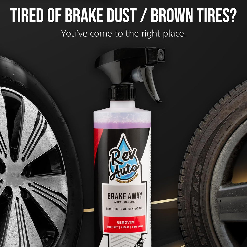 Complete Wheel and Tire Cleaner Kit - Removes Brake Dust & Adds Shine to Tires | Safe for OEM & Aftermarket | Includes Rim Cleaner, Detail Brush, Tire Shine, Applicator Pad, Towel (5-Piece)