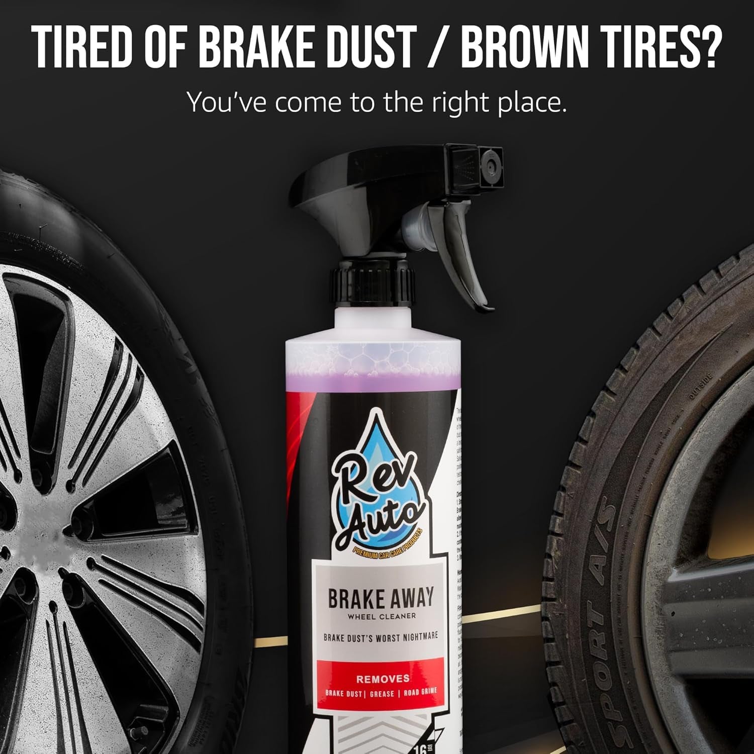 Complete Wheel and Tire Cleaner Kit - Removes Brake Dust & Adds Shine to Tires | Safe for OEM & Aftermarket | Includes Rim Cleaner, Detail Brush, Tire Shine, Applicator Pad, Towel (5-Piece)