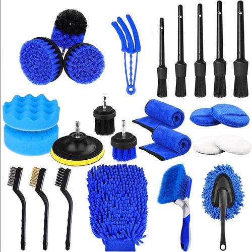26Pcs Detail Brushes Car Detailing Kit Interior with Drill Brush Set, Detailing Brushes Car Cleaning Kit for Interior, Exterior, Windshield, Carpet, Leather, Air Vents