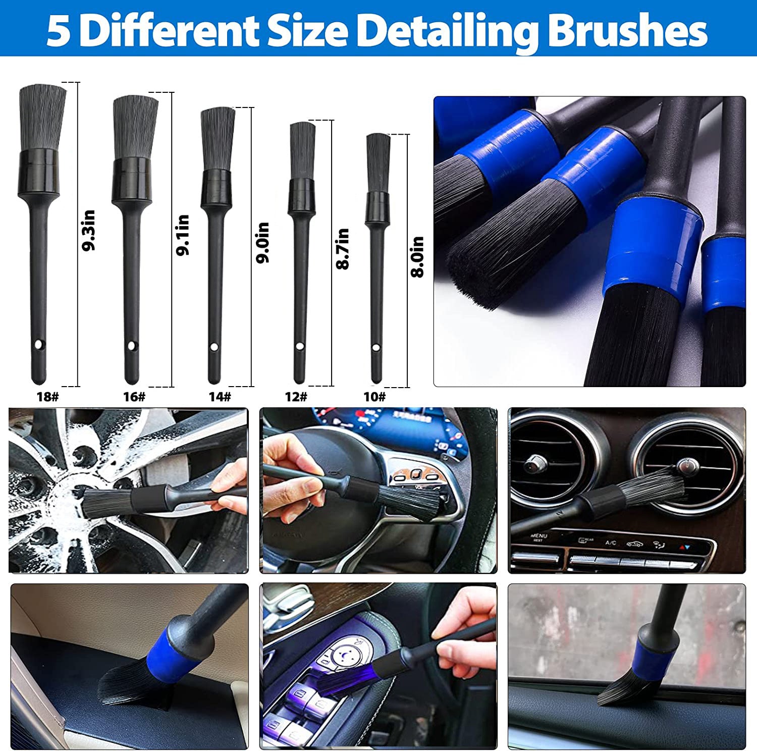 26Pcs Detail Brushes Car Detailing Kit Interior with Drill Brush Set, Detailing Brushes Car Cleaning Kit for Interior, Exterior, Windshield, Carpet, Leather, Air Vents