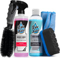 Complete Wheel and Tire Cleaner Kit - Removes Brake Dust & Adds Shine to Tires | Safe for OEM & Aftermarket | Includes Rim Cleaner, Detail Brush, Tire Shine, Applicator Pad, Towel (5-Piece)